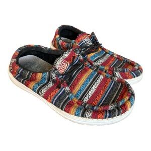 HEYDUDE WALLY serape shoes size youth 6 women 7